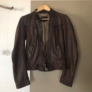 GORGEOUS Cole Haan Leather Crop Bomber Jacket